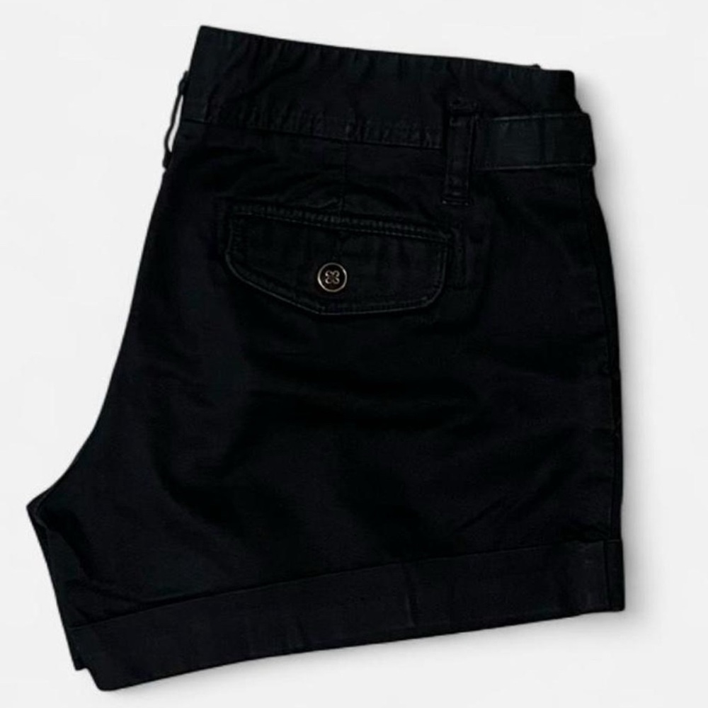 🎷 Banana Republic Shorts~Women’s Sz 2 Petite~Black~Cuffed Hem~Low-Mid Rise - Picture 2 of 10